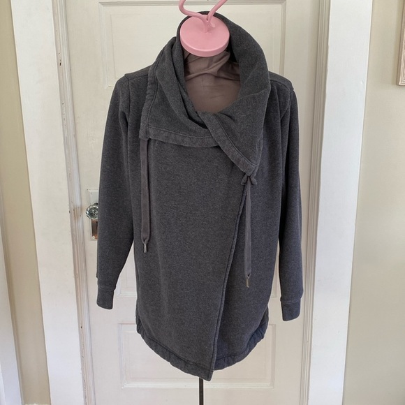 Zella Medium Grey Fleece Lined Cowl‎ Neck Sweatshirt Jacket Medium - Picture 1 of 5